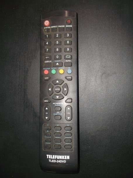 TELEFUNKEN TLED-24DVD REMOTE CONTROL FOR 24" FHD LED TV WITH BUILT IN DVD PLAYER